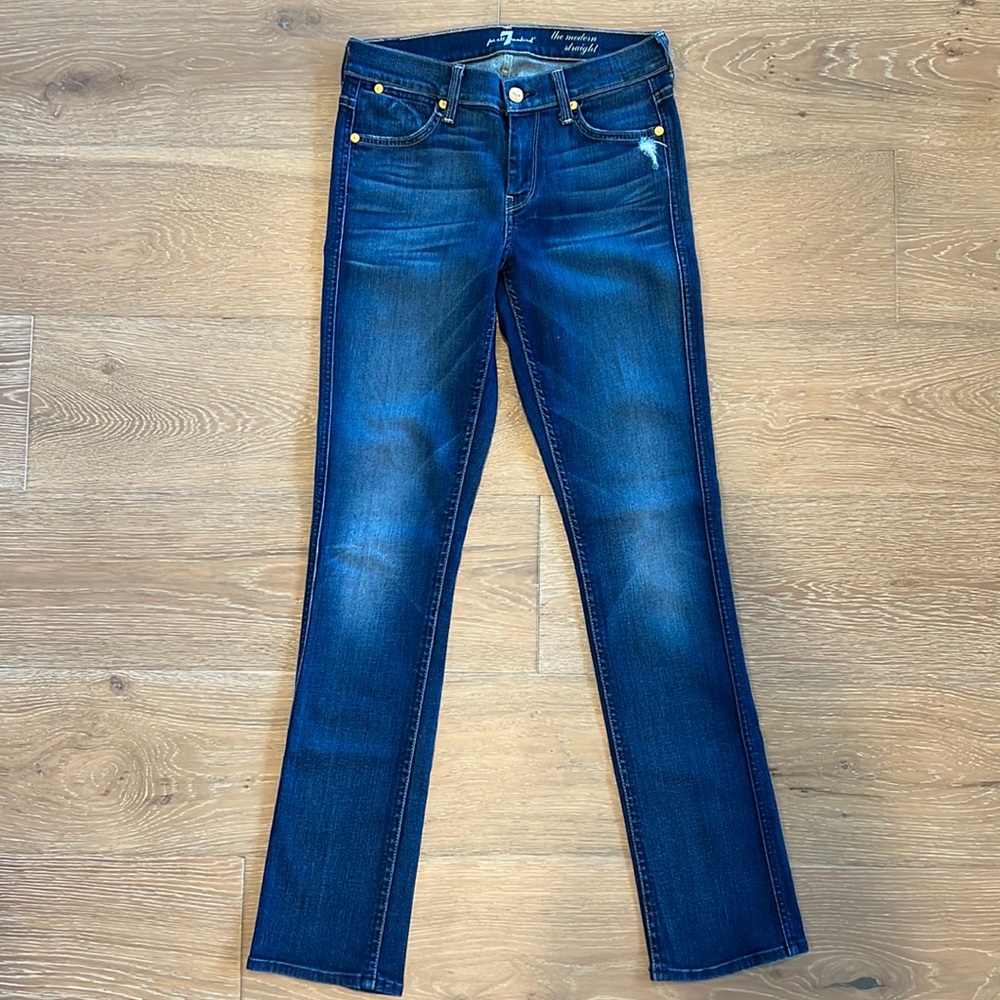 7 For All Mankind Mid Rise Modern Straight Leg Size 26 Jeans Like New